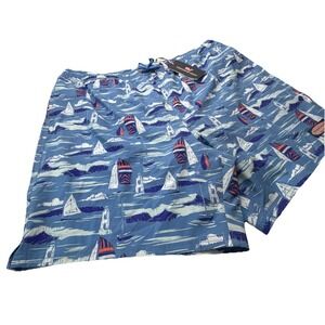 New Vineyard Vines Xl Sailboat Lighthouse Swim Trunks Costal Vacation Beach Mens